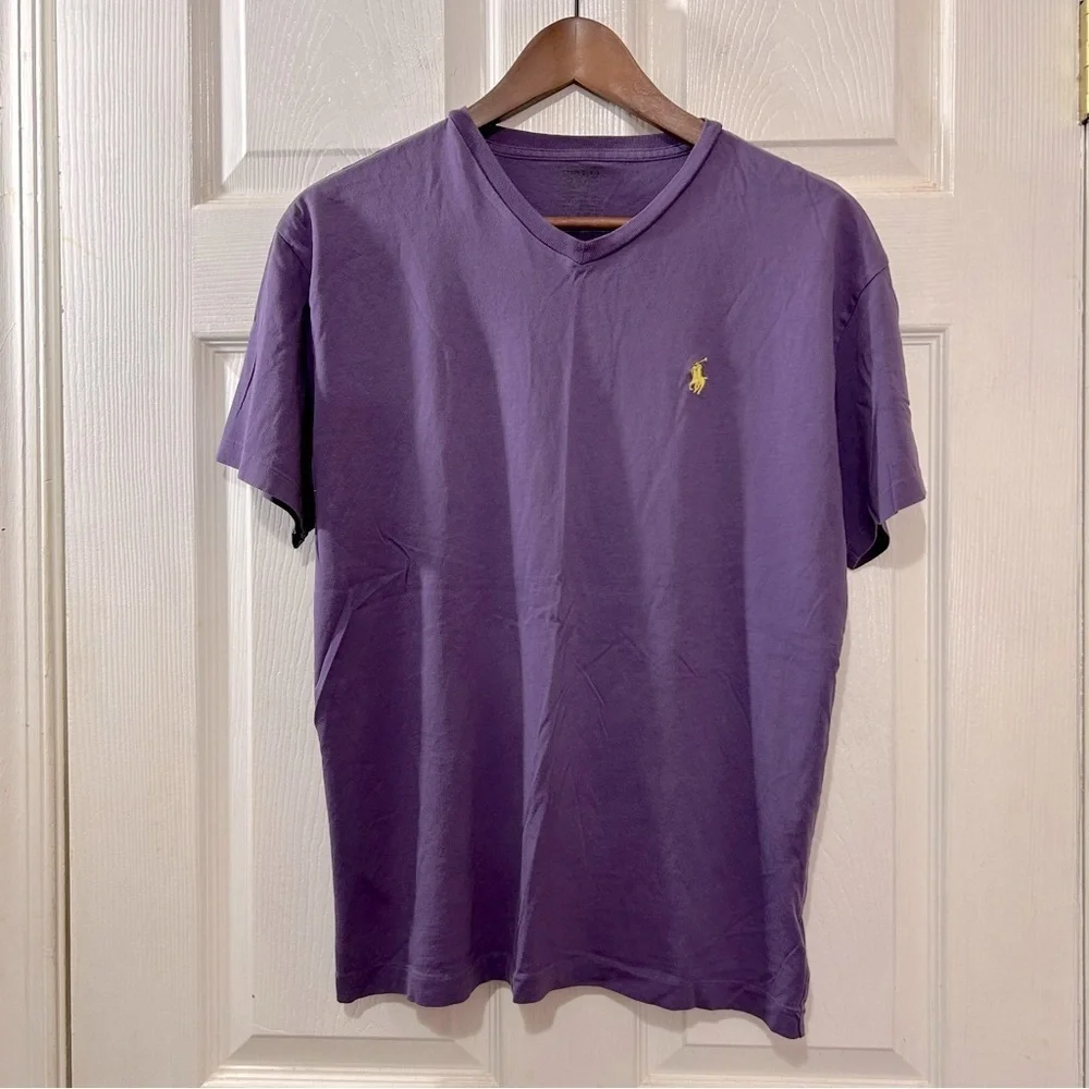POLO Ralph Lauren Men's V-Neck T-shirt Short Sleeve Purple Size Small
